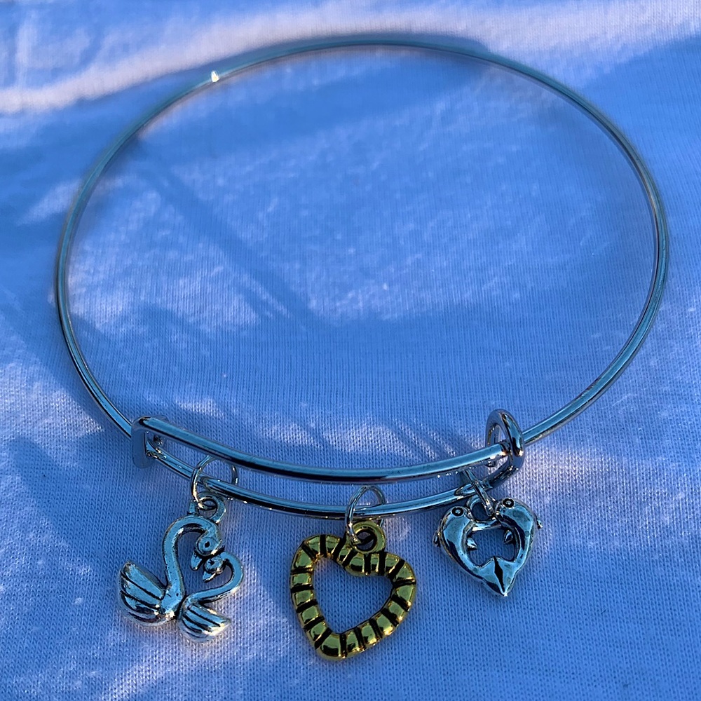Brand New! Handmade! Adjustable Charm Bangle Bracelet!